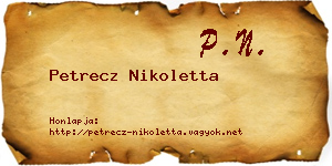 Petrecz Nikoletta névjegykártya