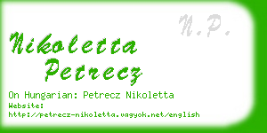 nikoletta petrecz business card